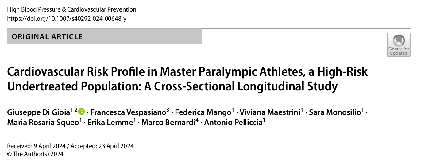 Cardiovascular Risk Profile in Master Paralympic Athletes, a High‑Risk Undertreated Population: A Cross‑Sectional Longitudinal Study
