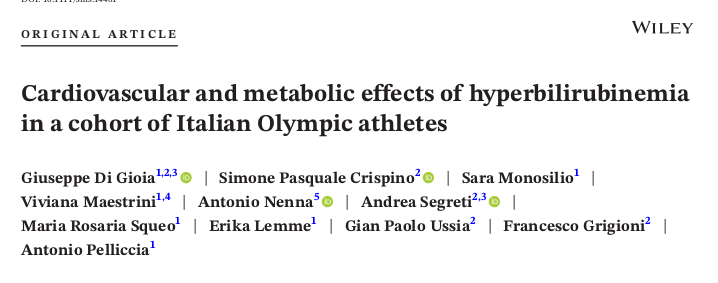 Cardiovascular and metabolic effects of hyperbilirubinemia in a cohort of Italian Olympic athletes