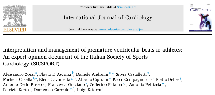 Interpretation and management of premature ventricular beats in athletes: An expert opinion document of the Italian Society of Sports Cardiology (SICSPORT)