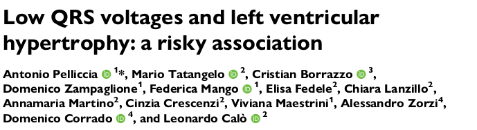 Low QRS voltages and left ventricular hypertrophy: a risky association