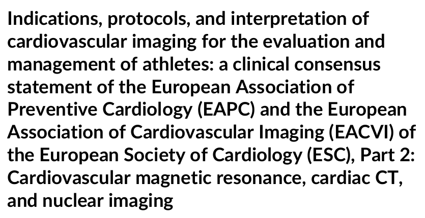 Indications, protocols, and interpretation of cardiovascular imaging for the evaluation and management of athletes: a clinical consensus statement of the European Association of Preventive Cardiology (EAPC) and the European Association of Cardiovascular I